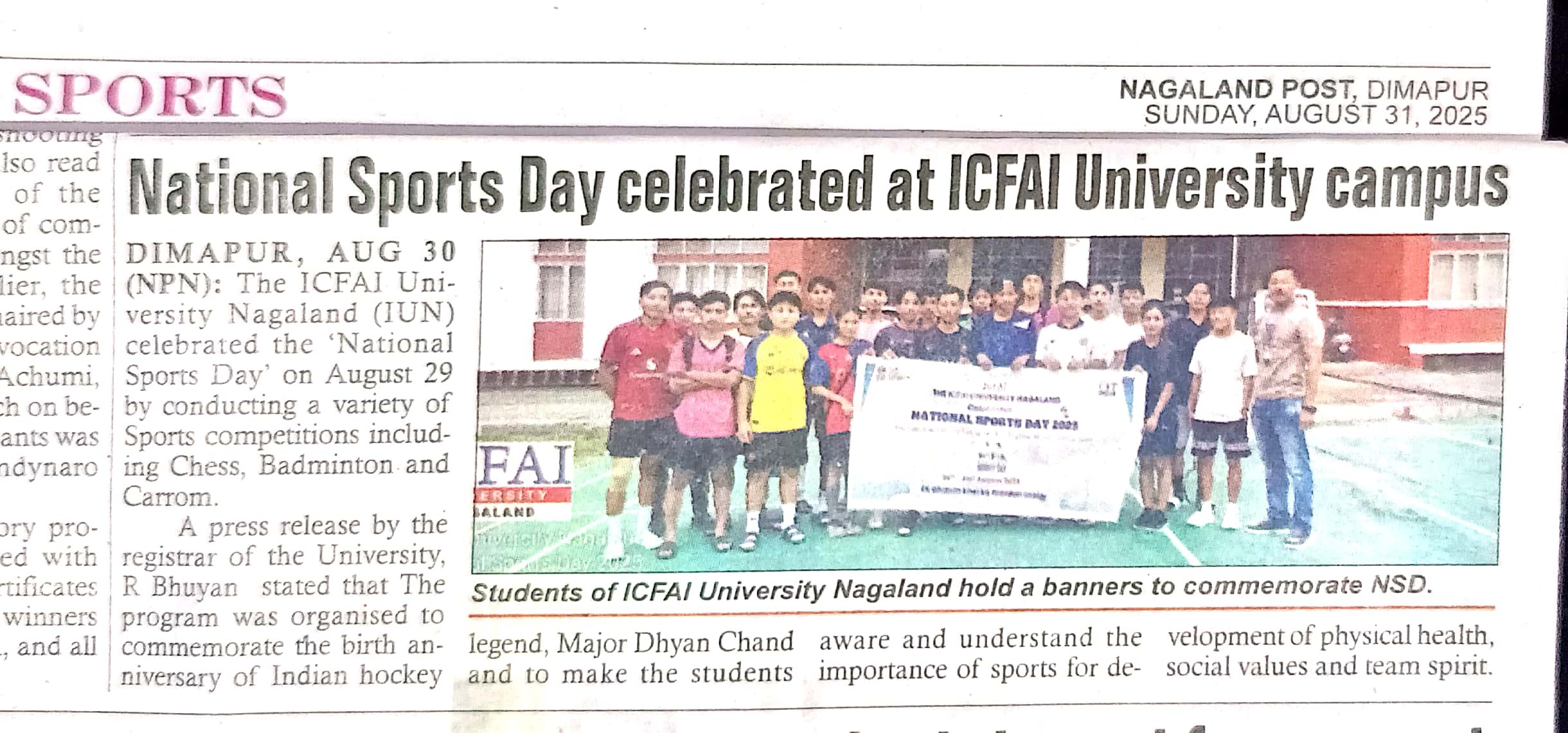 National Sports Day celebrated at ICFAI University Campus