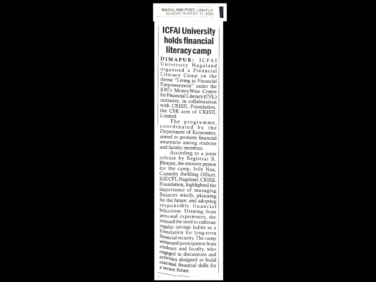ICFAI University holds Financial Literacy Camp.